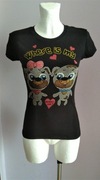 Czarny T-Shirt pieski cute kawaii emo love sweet