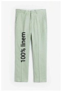 spodnie garniturowe 100% len H&M męskie zielony sage green 34R m 50