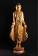 BIRMA  złocona figura BUDDA STOJĄCY  XX w.