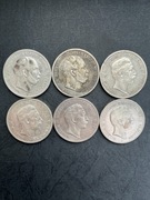 Zestaw 6 sztuk srebrnych monet 5 marek. Niemcy - cesarstwo - do 1918