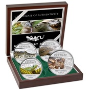 2013 KONGO,Magnificent Reptiles,4x30 FRANCS,silver,CoA,ETUI 