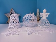 Zestaw ozdób świątecznych szydełkowych