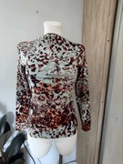 Bluzka damska panterka brązowa z miętą, By Me, nowa, rozmiar M/38