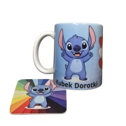 Bajkowy zestaw kubek + podkładka dla dziewczynki Stitch