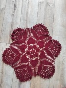 Obrus serwetka serweta szydełkowe rękodzieło misterne cacko bordo śr67