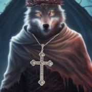 Duży gotycki krzyż na szyję naszyjnik ze srebrnym krzyżem, krzyżyk 