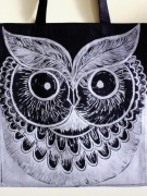 Eko-torba SOWA srebrno-czarna, torba na zakupy