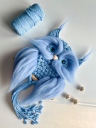 SOWA Z MAKRAMY 30x70cm DEKORACJA ŚCIENNA PREZENT OZDOBA SOWA ZE SZNURKA