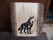 DUŻY obrazek wypalony w drewnie, Wilk, Fajne na prezent