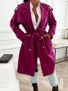 Płaszcz damski wiosenny fioletowy pagony 