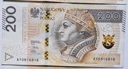 200 zł 2015 r seria AY nr 0816816 banknot kolekcjonerski