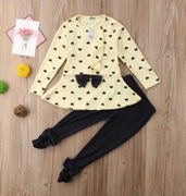 Zestaw dla dziewczynki tunika z kokardą legginsy serca 86