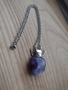 naszyjnik stal chirurg 53cm wisior 7/4cm skarabeusz z ametystem