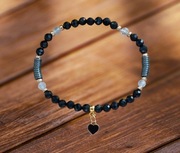 Bransoletka kamienie naturalne turmalin obsydian kryształ górski zawieszka