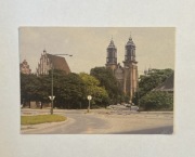 Poznań | Lata 80. | Fronton katedry i kościół NMP | Czysta pocztówka
