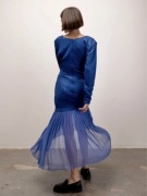 Vintage designerska sukienka kobaltowa z tiulem rozmiar S