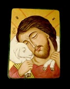 Ikona Chrystusa Dobrego Pasterza -ręcznie pisana,org.