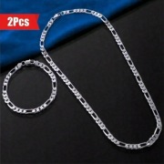 MĘSKI KOMPLET SREBRNY 925 – SPLOT FIGARO (NASZYJNIK + BRANSOLETKA)