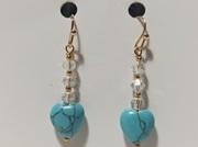 Kolczyki nowe z naturalnymi kamieniami - turkus 1x1 cm, długość 4 cm. Stal.