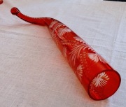 Duży róg obfitosci, ponad 50 cm kryształ kolor czerwony prl retro vintage