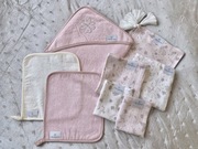 Bambusowa wyprawka, zestaw 9 szt., pudrowy róż, ręczniki,pieluszki,otulacz