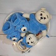 Zestaw na narodziny,na szydełku, miś, czapka 