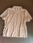 Beżowa welurowa bluzka na krótki rękaw z golfem