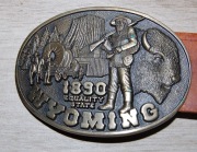 SKÓRZANY PAS KOWBOJSKI  KLAMRA WYOMING SYGNOWANA