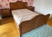 Komplet sypialniany stylowe łóżko ludwikowskie lity dąb dwie szafki