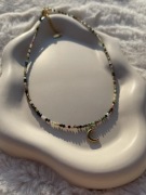Turmalin naszyjnik z kolorowych kamieni wisiorek księżyc handmade boho