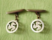 Vintage lata 50te Triskielon herb Wyspy Man spinki do mankietów z miedzi. A