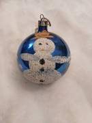 Bombka choinkowa szklana stara z okresu PRL handmade ręcznie zdobiona