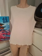 44 XXL Bodyflirt boho top biała bluzka marszczona bouclé retro vintage