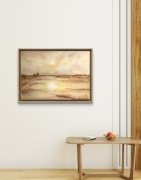Obraz akrylowy ze strukturą i złotymi akcentami zachód słońca 50x70 cm 