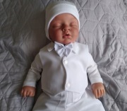 KELLO - Biały komplet z kurtką na chrzest na 80 cm