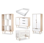 Zestaw mebli dzieciecych łóżeczko komoda przewijak szafa regał Klupś Sofia
