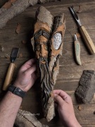 Rzeźba w drewnie Sowa Duch lasu zakapior drewno agroturystyka 