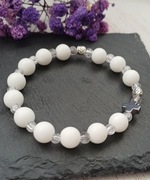 Bransoletka różaniec z białego agatu 