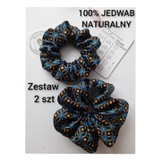2 sztuki jedwabne scrunchies gumki do włosów kwiaty 100% jedwab naturalny