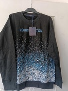 Bluza sweatshirt Louis Vuitton styl, czarno-niebieska, nadruk