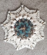 Zegar ścienny ozdobny, makrama