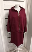 Komplet bordowy bluza+sukienka, masełko, sportowy, elegancki.