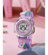 Zegarek dziewczęcy dziecięcy fioletowy jednorożec elektroniczny nowy
