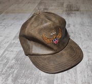 skórzana czapka z daszkiem 59cm 60cm 61cm Made in USA skóra bejsbolówka