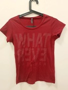 Czerwony t-shirt z napisem, krótki tękaw, bluzka, koszulka