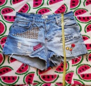 Gina Tricot Mom Jeans rozdarcia ćwieki 38