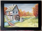 Obraz Młyn rzeczny 21x30 Namalowany ręcznie na panelu malarskim