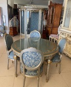 Piękny  zestaw witryna + 4 krzesła + stół włoski 