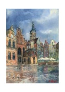  Akwarela Gdańsk Stare Miasto Ratusz ul.Chlebnicka