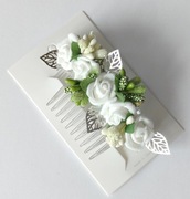 Grzebyk stroik ozdoba do włosów I komunia chrzest roczek urodziny różyczki